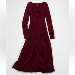 American Eagle Outfitters Square Neck Side Slit Midi Dress